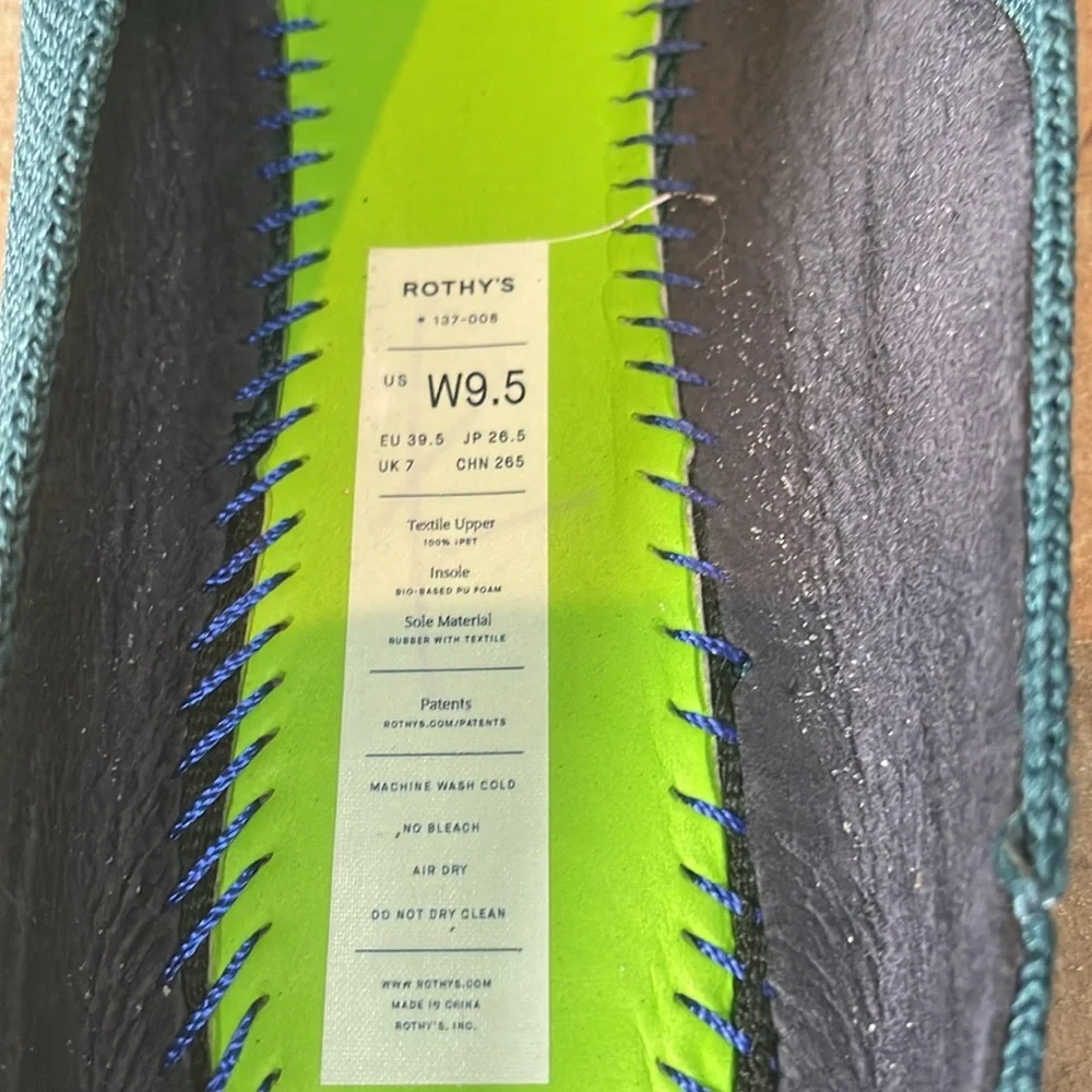 Rothy's Teal Knit Slip-On Mules with Leopard Insole - Picture 6 of 6
